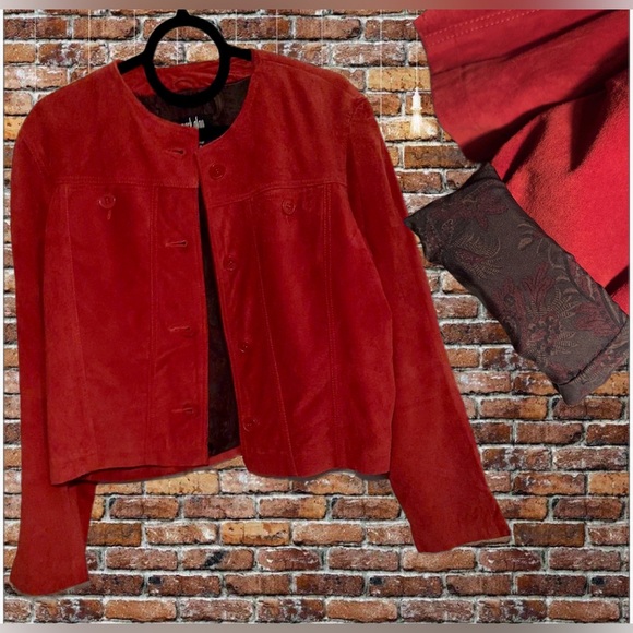 Mark Alan Leather Jacket Genuine Leather Size Med Women’s Burnt Red - Picture 1 of 7